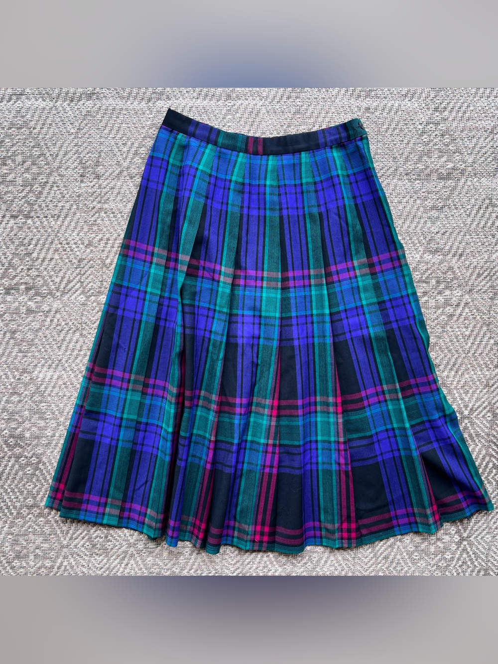 Vintage Pendleton Wool Plaid Pleated Midi Skirt Petite 12 Made USA